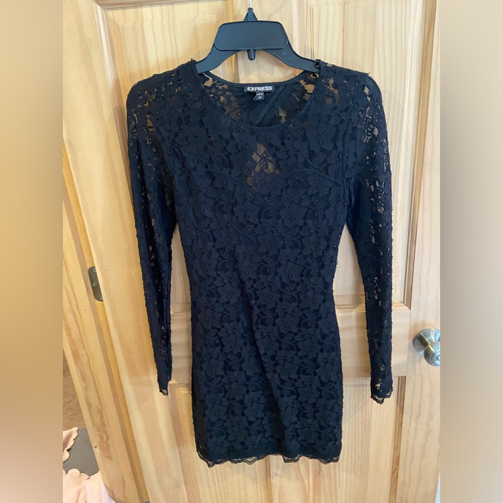 Express Black Lace Bodycon Dress